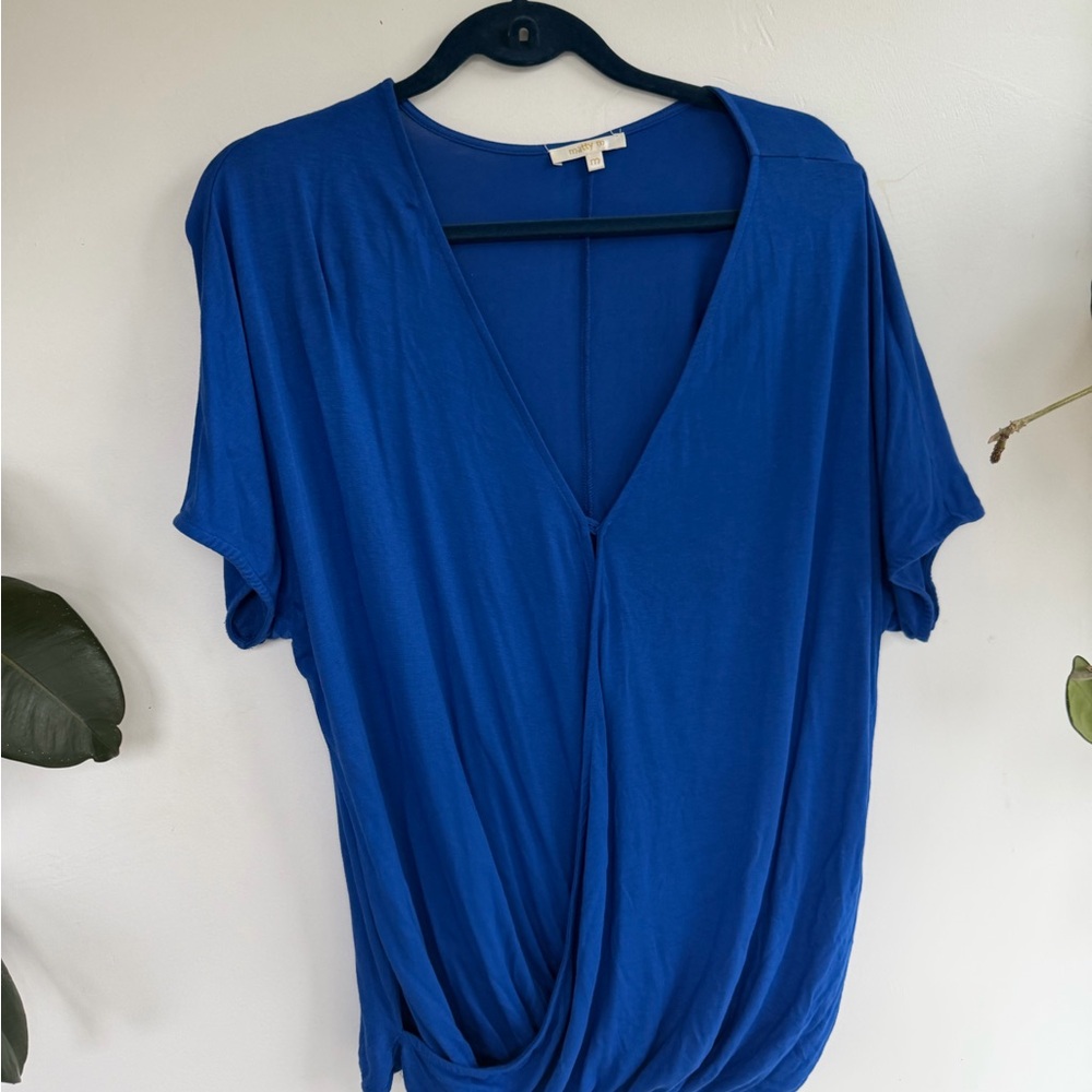 Matty M Royal Blue V-Neck Blouse